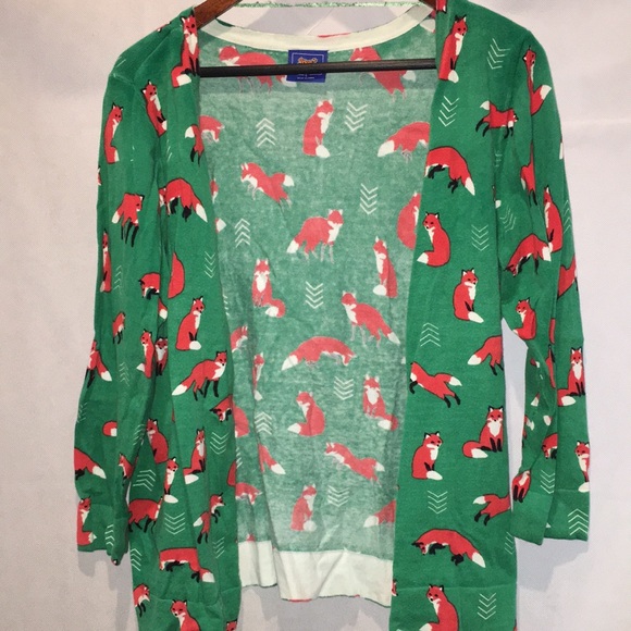 Le Tigre Sweaters - Le Tigre Fox Pattern Green Cardigan | Size L